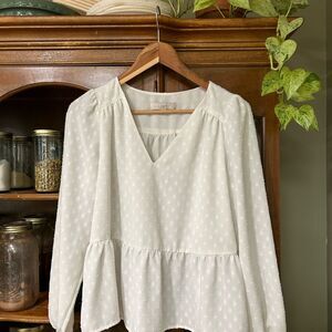 LOFT Women's White Peplum Blouse